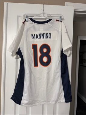 Peyton Manning #18 White and Navy Broncos Jersey